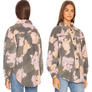 NEW Free People Ruby Printed Jacket Shacket Indie Sleaze Charcoal Combo $178